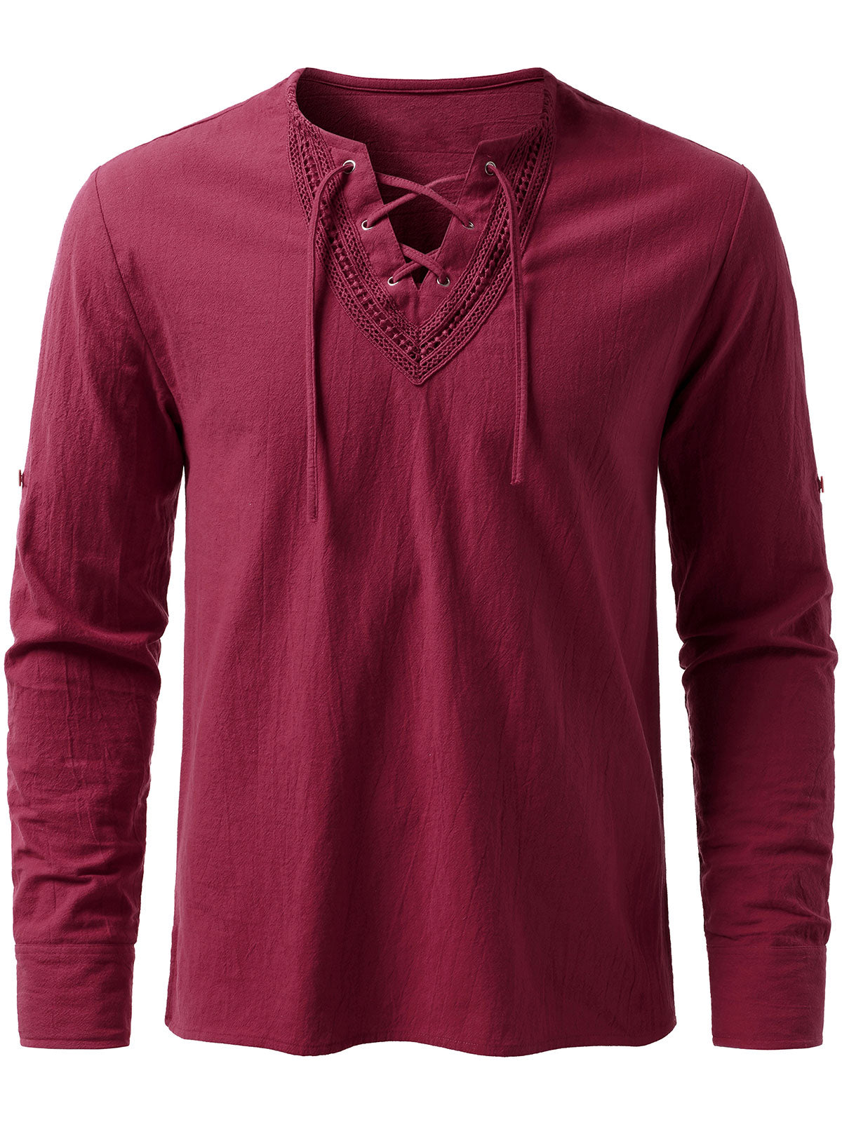 Men’s Pirate Viking Halloween Costume Gothic Steampunk Retro Long Sleeve Lace Up Shirts