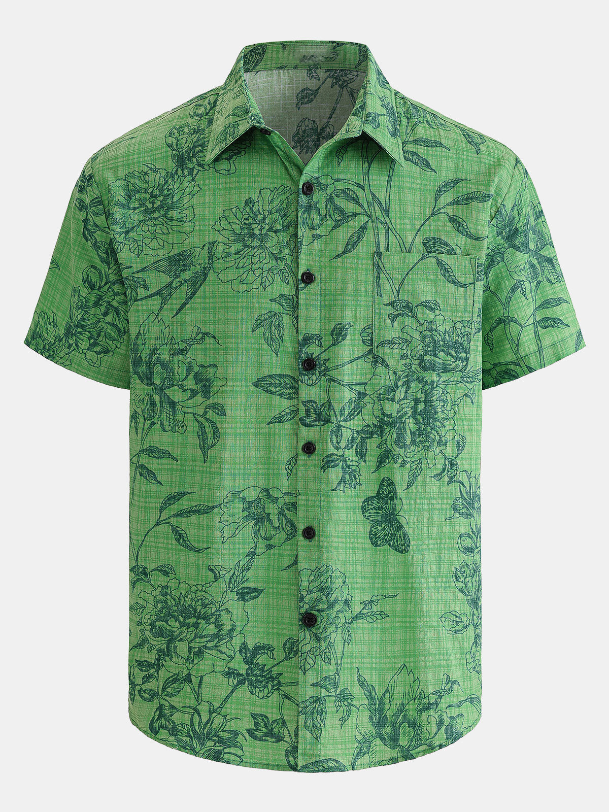 Camisa hawaiana de manga corta transpirable con estampado floral para hombre