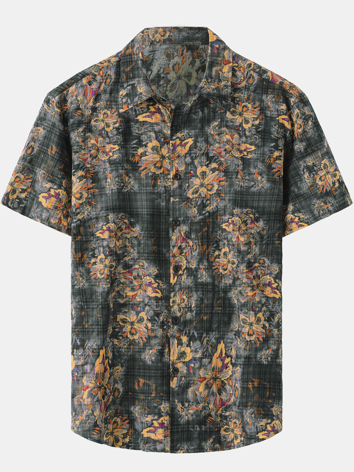 Camisa hawaiana informal de manga corta con estampado floral para hombre