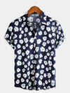 Camisa de algodón hawaiana tropical con estampado floral de margaritas para hombre