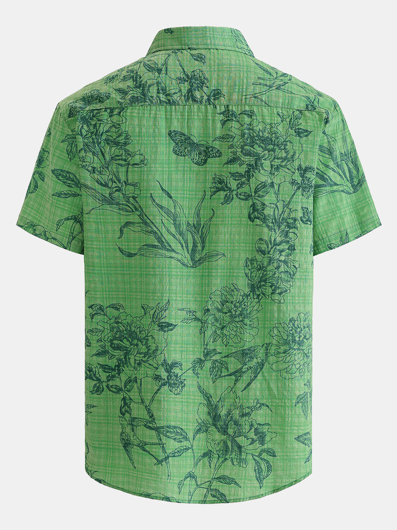 Camisa hawaiana de manga corta transpirable con estampado floral para hombre