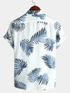 Camisa hawaiana de algodón con estampado floral y palmeras para verano para hombre