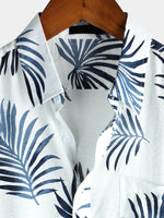 Camisa hawaiana de algodón con estampado floral y palmeras para verano para hombre