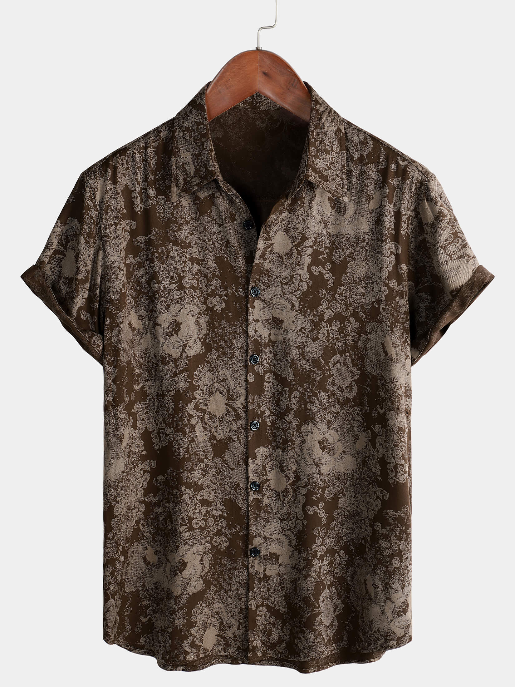 Camisa hawaiana de manga corta transpirable con estampado floral de verano para hombre