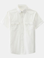 Camisa informal con botones y bolsillo liso para hombre