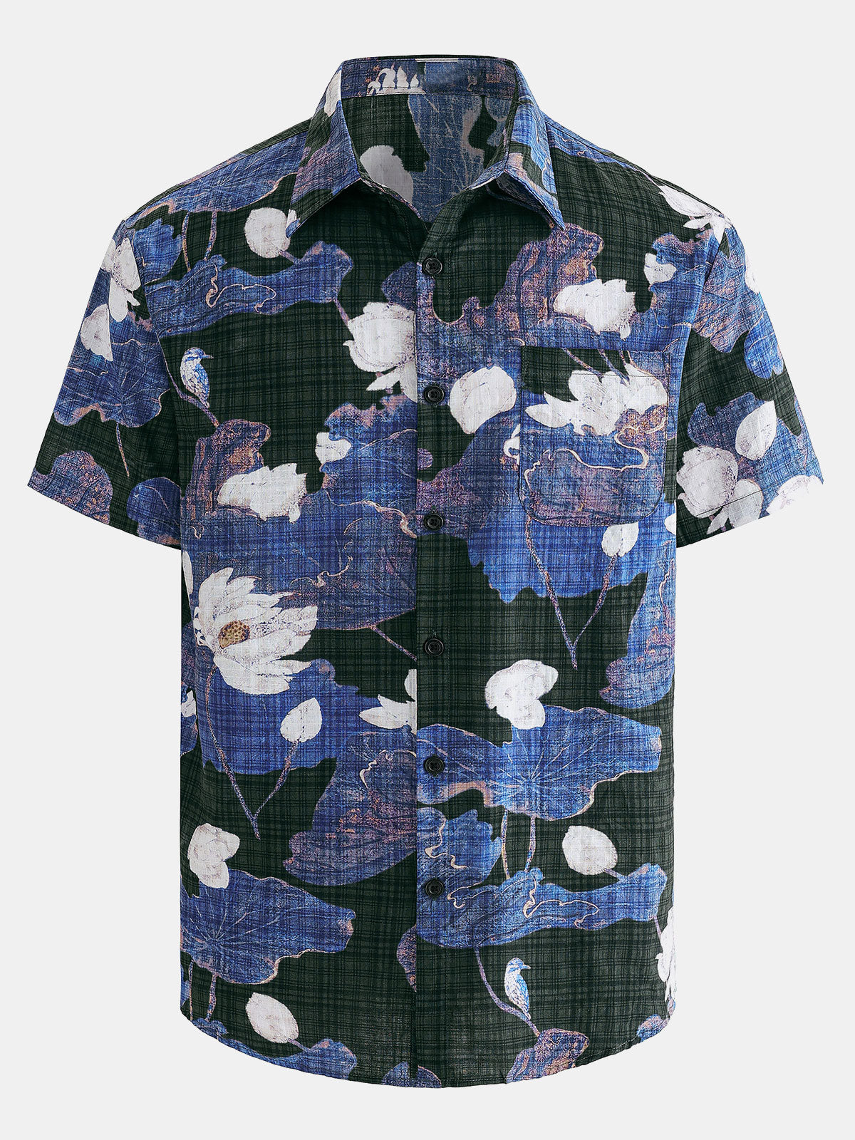Camisa hawaiana de manga corta transpirable con estampado floral para hombre