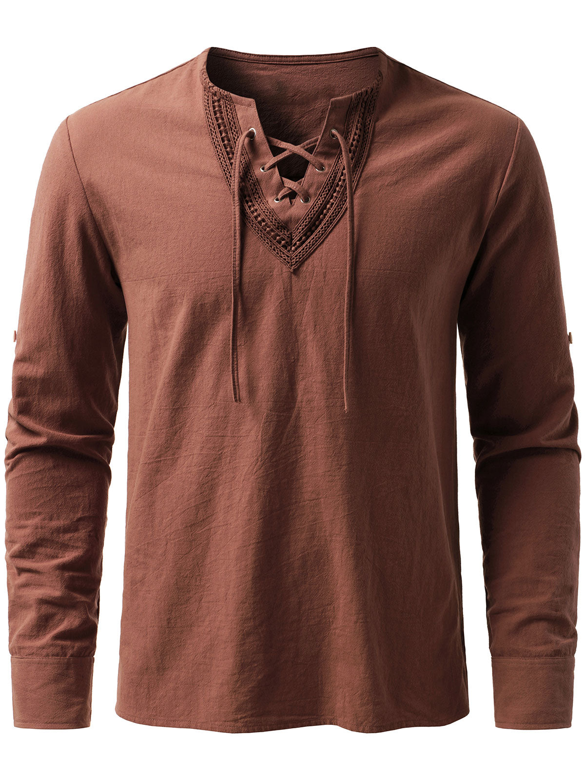 Men’s Pirate Viking Halloween Costume Gothic Steampunk Retro Long Sleeve Lace Up Shirts