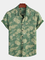 Camisa hawaiana retro con bolsillo de hojas para hombres ideal para vacaciones casuales