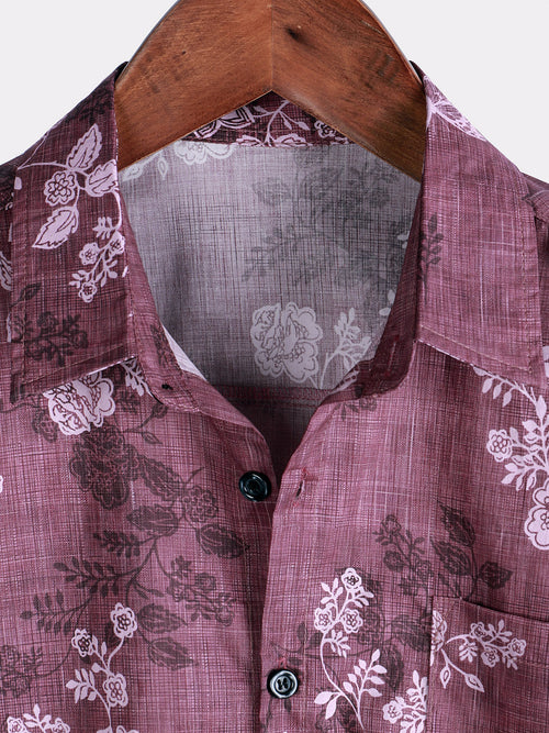 Camisa hawaiana de manga corta con botones y estampado floral para hombre