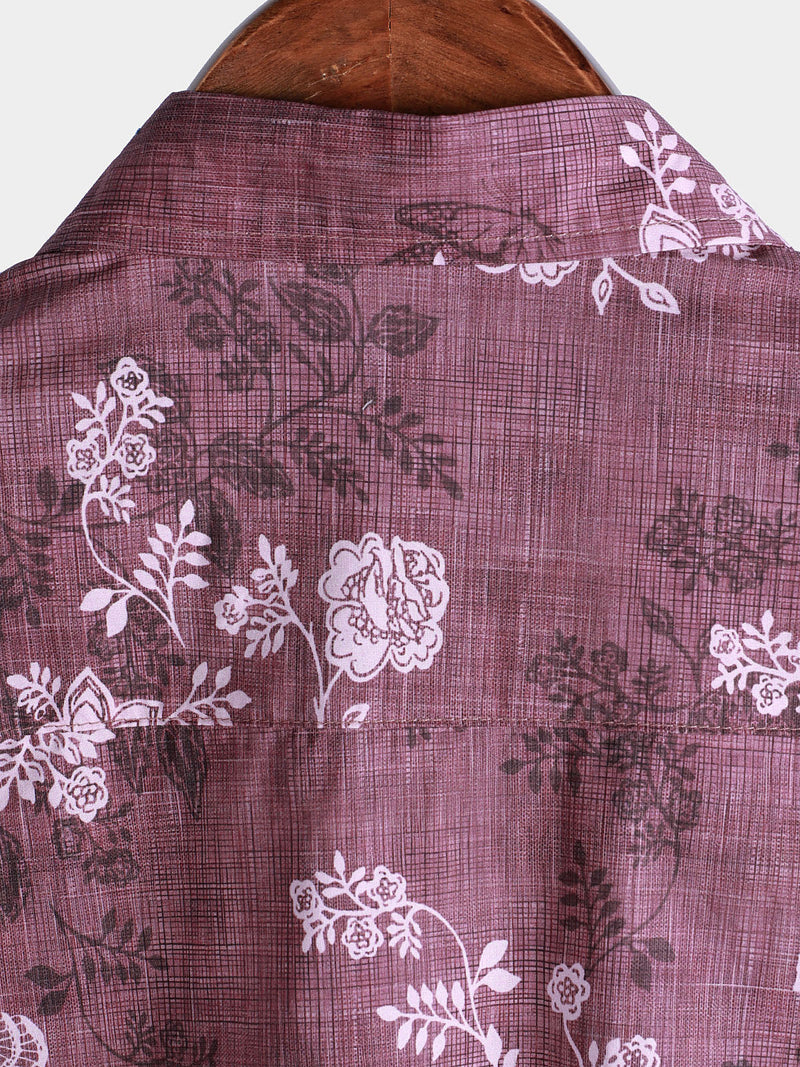 Camisa hawaiana de manga corta con botones y estampado floral para hombre