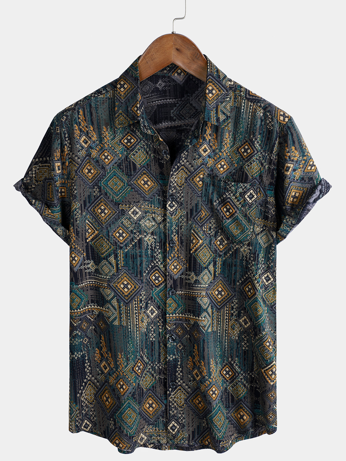 Camisa hawaiana vintage navideña de manga corta suave para hombre