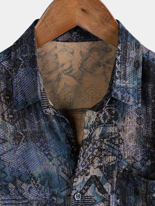 Camisa hawaiana de manga corta suave con estampado floral vintage para hombre