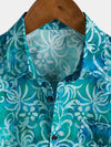 Camisa hawaiana azul de manga corta para hombre