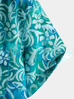 Camisa hawaiana azul de manga corta para hombre