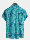 Camisa hawaiana azul de manga corta para hombre