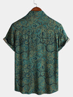 Camisa informal de manga corta con botones festivos para hombre