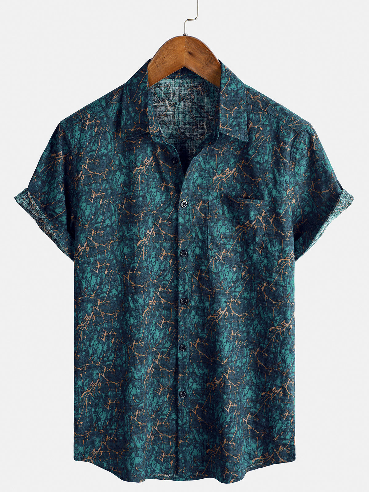 Camisa informal de manga corta con bolsillo transpirable para hombre para vacaciones