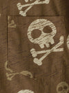 Camisa hawaiana de manga corta con calavera marrón para hombre