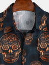 Camisa hawaiana de manga corta con calavera para hombre