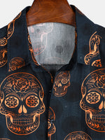 Camisa hawaiana de manga corta con calavera para hombre