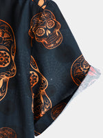 Camisa hawaiana de manga corta con calavera para hombre