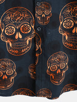 Camisa hawaiana de manga corta con calavera para hombre