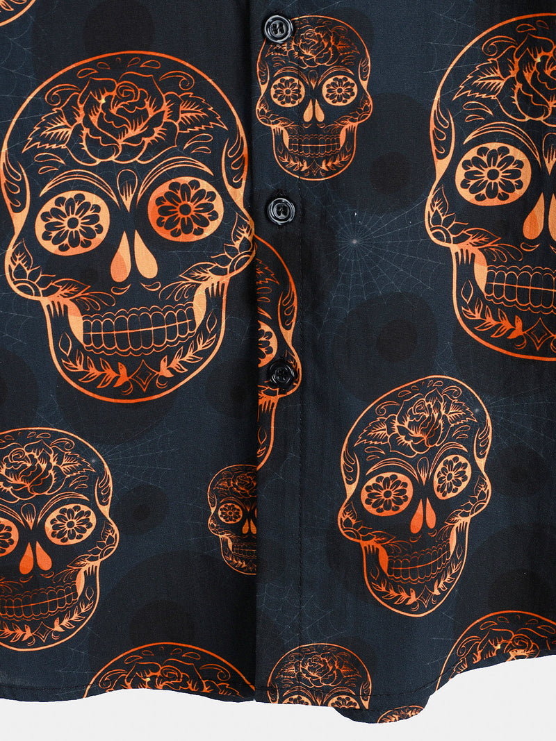 Camisa hawaiana de manga corta con calavera para hombre