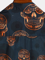 Camisa hawaiana de manga corta con calavera para hombre