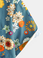 Camisa hawaiana de manga corta con estampado floral de algodón para hombre