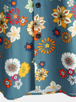 Camisa hawaiana de manga corta con estampado floral de algodón para hombre
