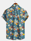 Camisa hawaiana de manga corta con estampado floral de algodón para hombre