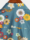Camisa hawaiana de manga corta con estampado floral de algodón para hombre