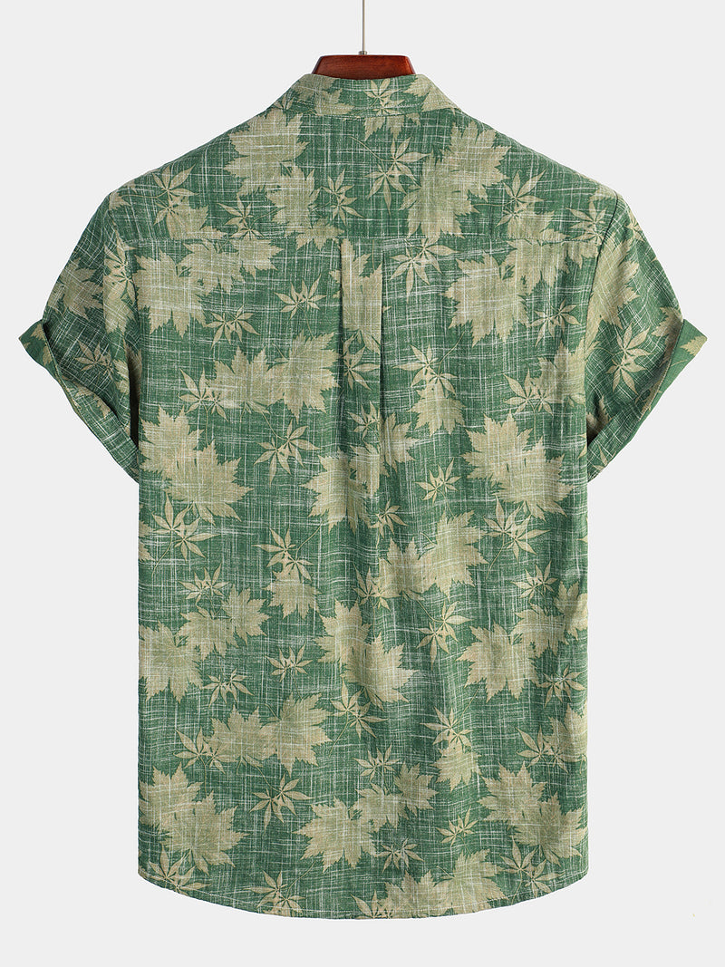 Camisa hawaiana informal retro con bolsillos para hombre