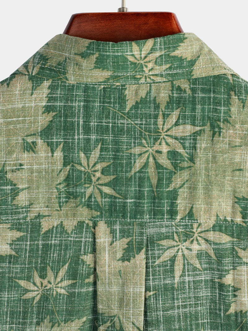 Camisa hawaiana informal retro con bolsillos para hombre