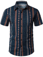 Camisa de algodón de manga corta con botones retro estilo años 70 para hombres ideal para el verano.