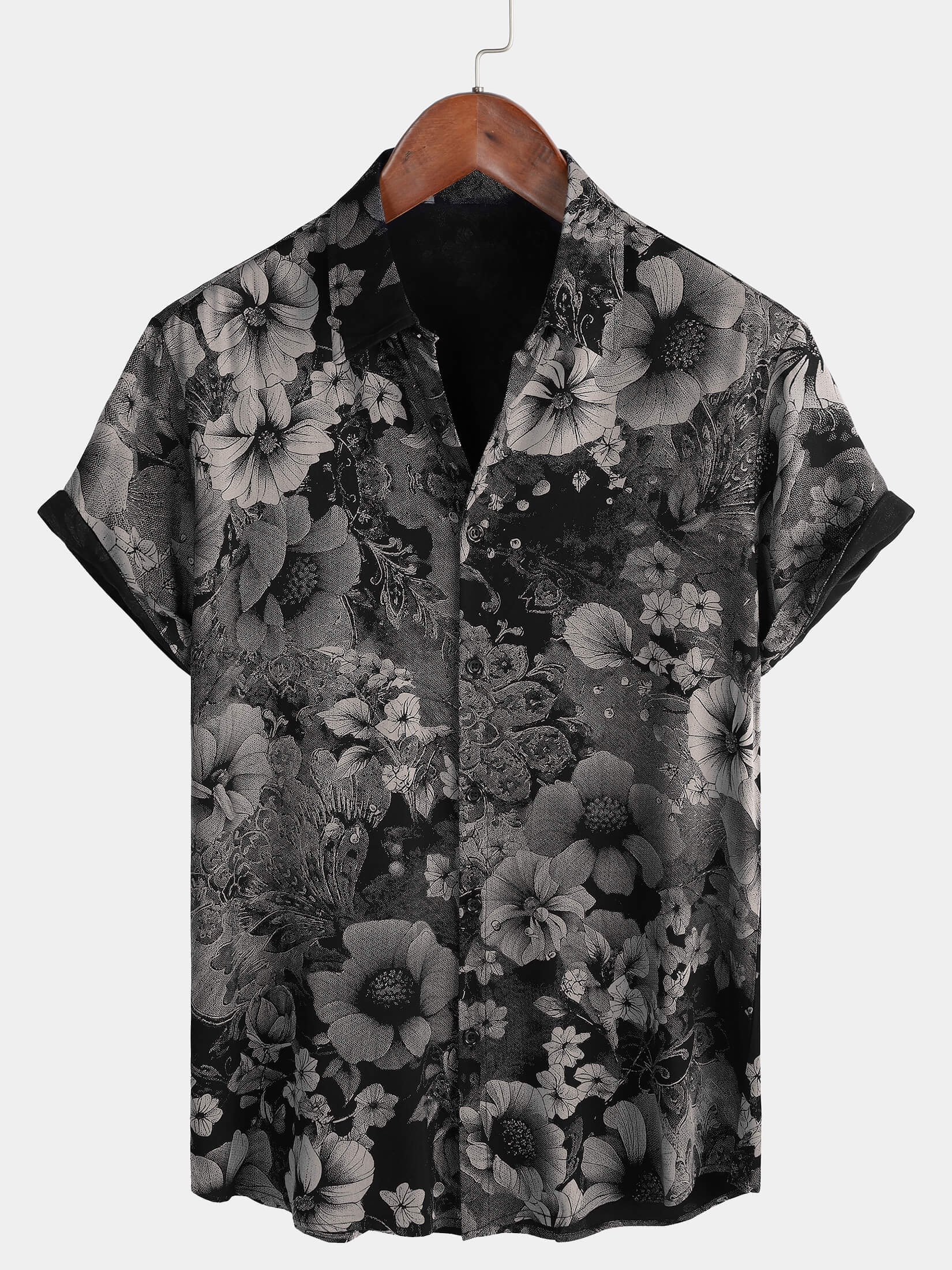 Camisa hawaiana de manga corta transpirable con estampado floral vintage para hombre para vacaciones de verano