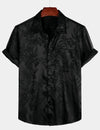 Camisa de manga corta con estampado floral y jacquard para hombre con bolsillo playero