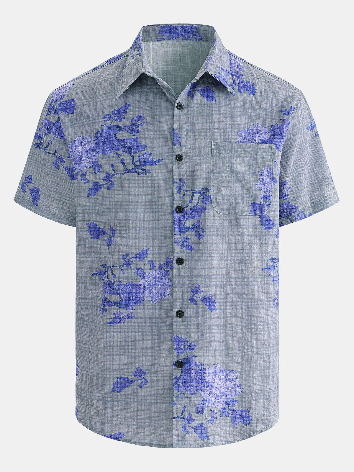 Camisa hawaiana de manga corta transpirable con estampado floral para hombre