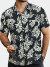 Camisa hawaiana de manga corta con estampado de hojas de verano para hombre