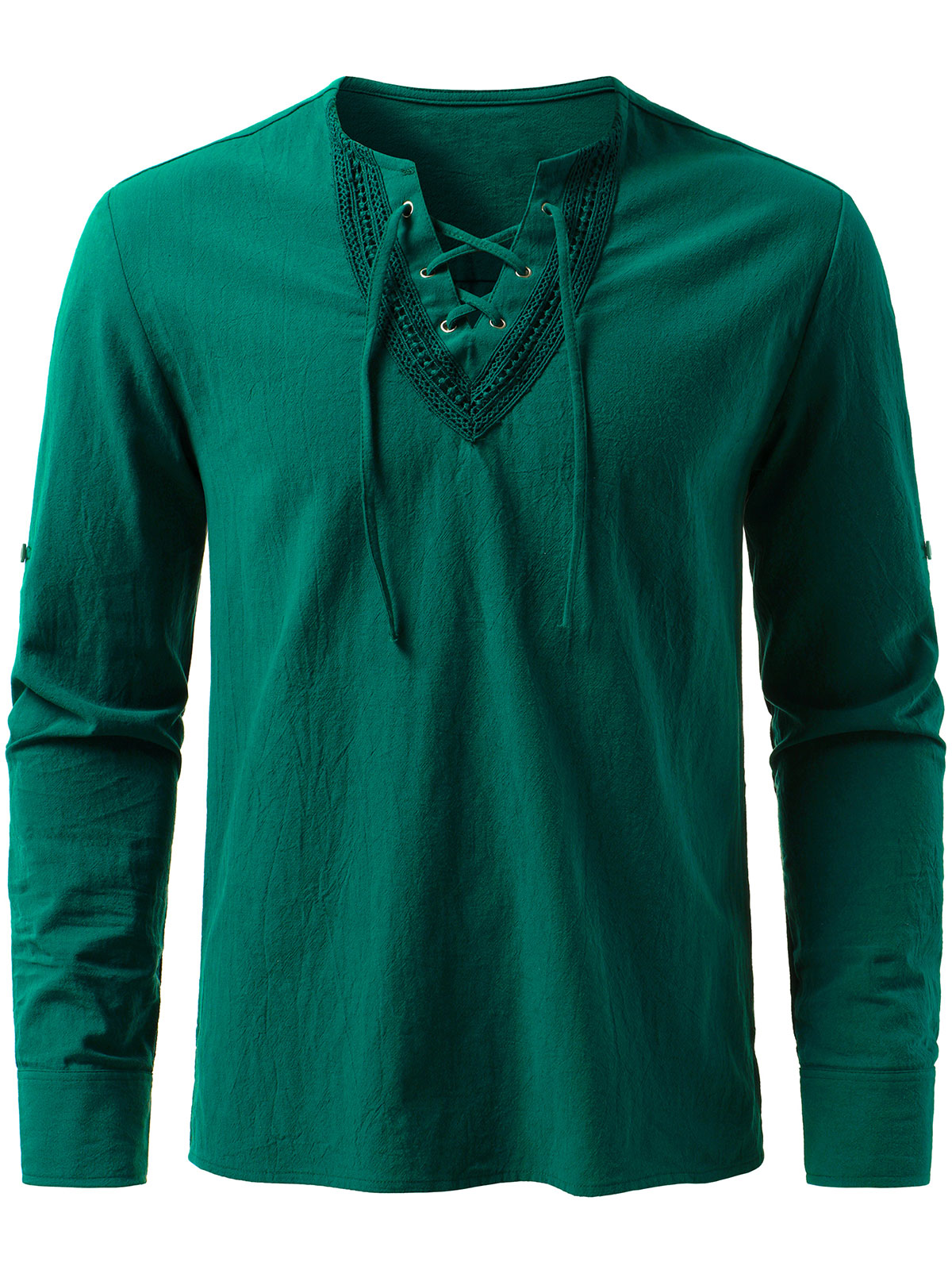 Men’s Pirate Viking Halloween Costume Gothic Steampunk Retro Long Sleeve Lace Up Shirts