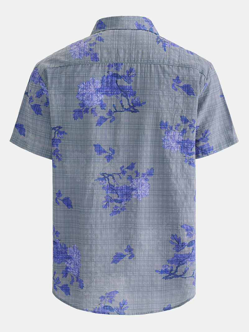 Camisa hawaiana de manga corta transpirable con estampado floral para hombre