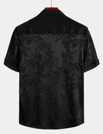 Camisa de manga corta con estampado floral y jacquard para hombre con bolsillo playero