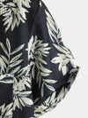 Camisa hawaiana de manga corta con estampado de hojas de verano para hombre