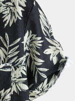 Camisa hawaiana de manga corta con estampado de hojas de verano para hombre