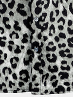 Camisa de manga corta casual de algodón para hombres con estampado de leopardo blanco y cheetah rock