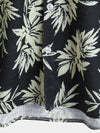 Camisa hawaiana de manga corta con estampado de hojas de verano para hombre