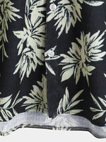 Camisa hawaiana de manga corta con estampado de hojas de verano para hombre