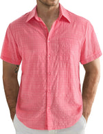 Camisa hawaiana informal a cuadros para hombre, ideal para vacaciones de verano en la playa