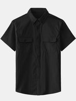 Camisa informal con botones y bolsillo liso para hombre
