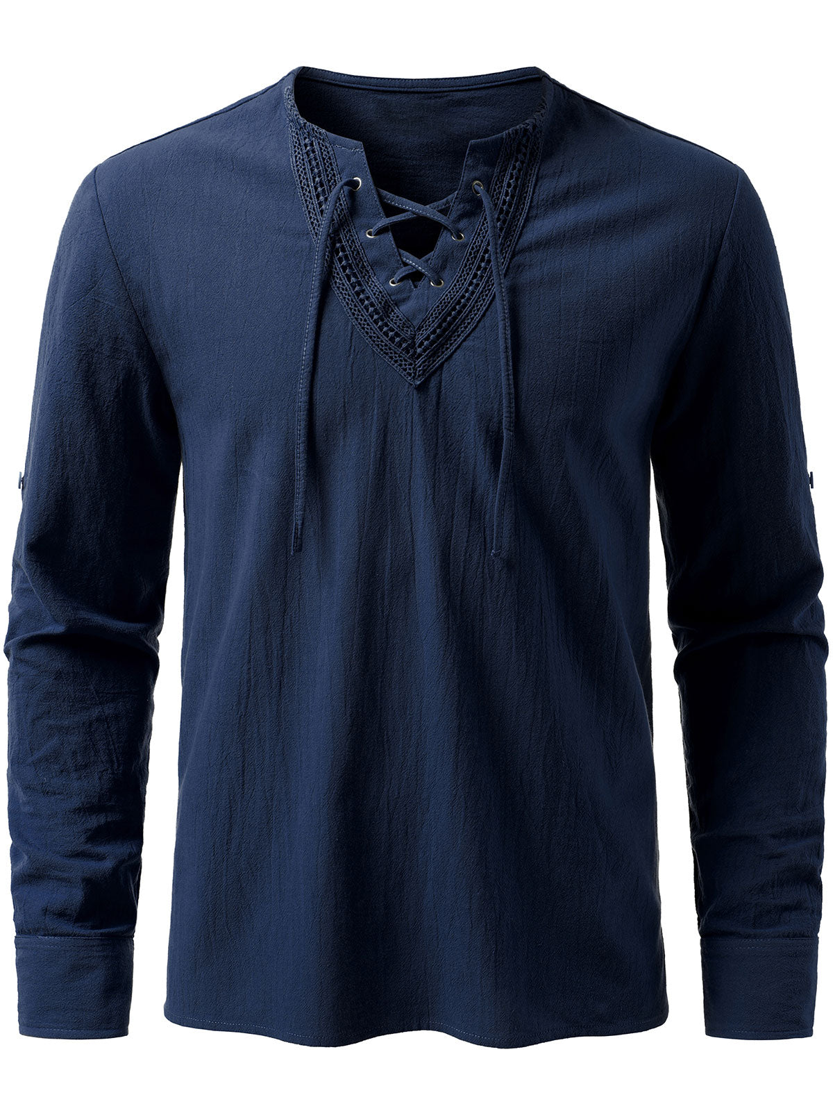 Men’s Pirate Viking Halloween Costume Gothic Steampunk Retro Long Sleeve Lace Up Shirts